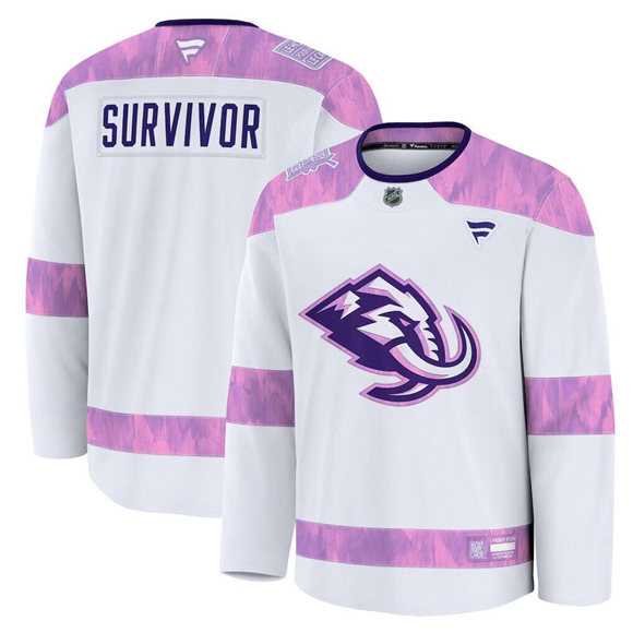 Men%27s Utah Mammoth White 2024 Fights Cancer Survivor Practice Stitched Jersey Dzhi