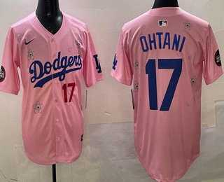 Men%27s Los Angeles Dodgers #17 Shohei Ohtani Pink 2025 Tokyo Series Limited Jersey