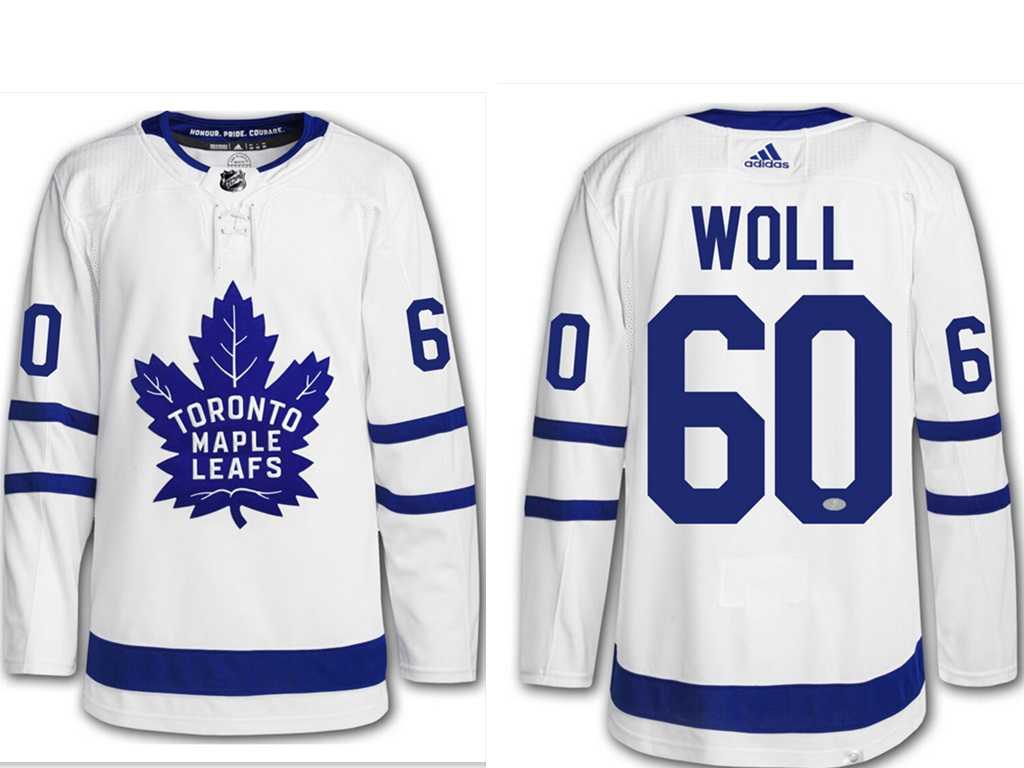 Men%27s Toronto Maple Leafs #60 Joseph Woll White Adidas Stitched NHL Jersey