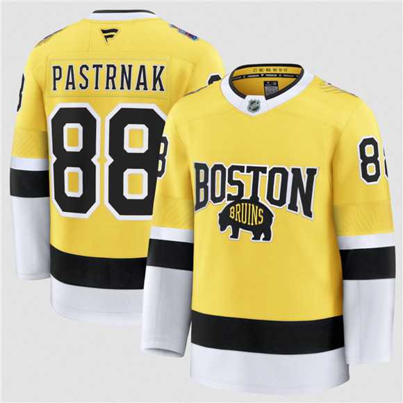 Men%27s Boston Bruins #88 David Pastrnak Gold 2026 Stadium Series Stitched Jersey Dzhi
