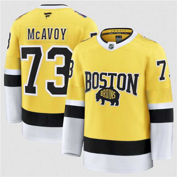 Men%27s Boston Bruins #73 Charlie McAvoy Gold 2026 Stadium Series Stitched Jersey Dzhi