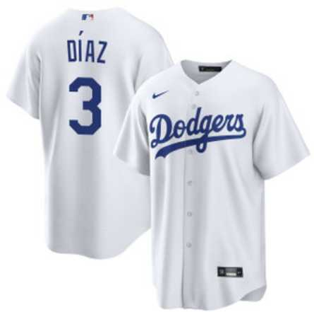 Men%27s Los Angeles Dodgers #3 Edwin Diaz White Cool Base Stitched Jersey Dzhi