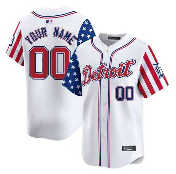 Men%27s Detroit Tigers ACTIVE PLAYER Custom White 2025 Independence Day Vapor Premier Limited Stitched Baseball Jersey