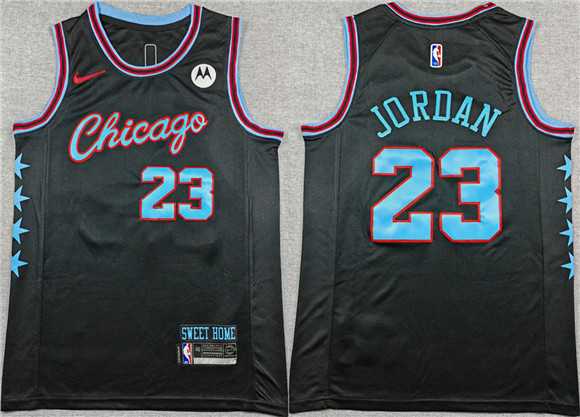 Men's Chicago Bulls #23 Michael Jordan Black 2025-26 City Edition Stitched Jersey-0