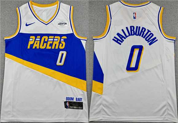 Men%27s Indiana Pacers #0 Tyrese Haliburton White 2025-26 City Edition Stitched Jersey
