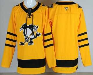 Men%27s Pittsburgh Penguins Blank Yellow Alternate Authentic Jersey