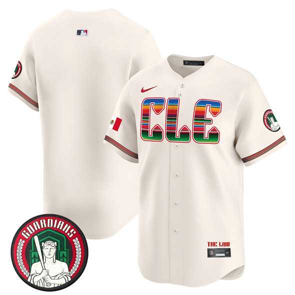 Men%27s Cleveland Guardians Blank Cream Mexico Vapor Premier Limited Stitched Baseball Jersey Dzhi
