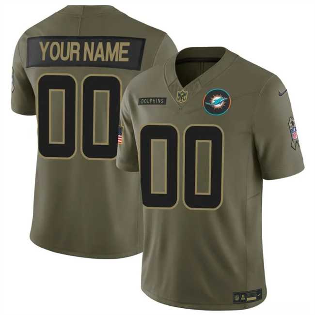 Men%27s Miami Dolphins Active Player Custom Olive 2025 F.U.S.E. Salute to Service Limited Stitched Football Jersey