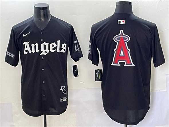 Men%27s Los Angeles Angels Team Big Logo Black %27Gothic Halo Edition%27 Vapor Limited Stitched Jersey