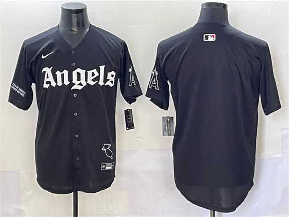 Men%27s Los Angeles Angels Blank Black %27Gothic Halo Edition%27 Vapor Limited Stitched Baseball Jersey