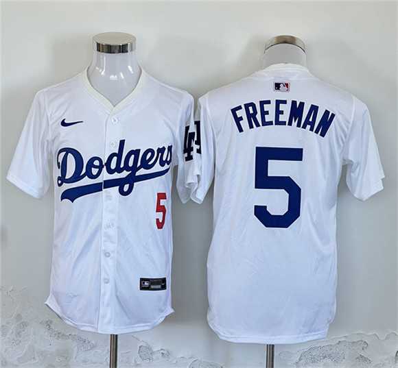 Men%27s Los Angeles Dodgers #5 Freddie Freeman White Home Limited Stitched Jersey
