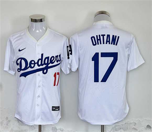 Men%27s Los Angeles Dodgers #17 Shohei Ohtani White Home Limited Stitched Jersey