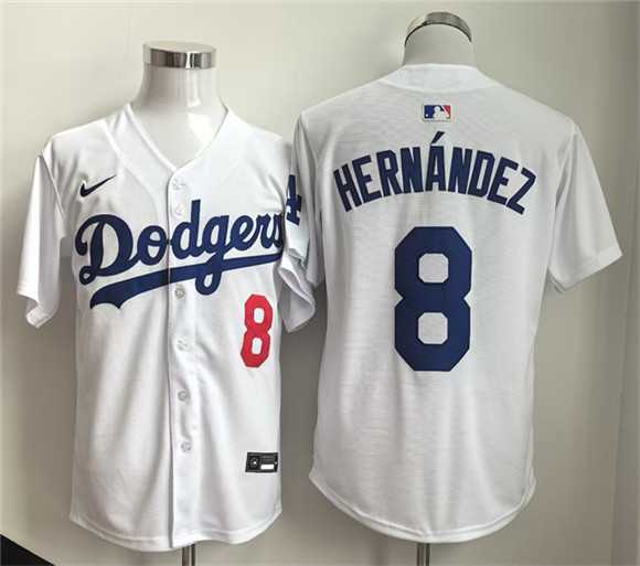 Men%27s Los Angeles Dodgers #8 Enrique Hernandez WhiteLimited Stitched Jersey