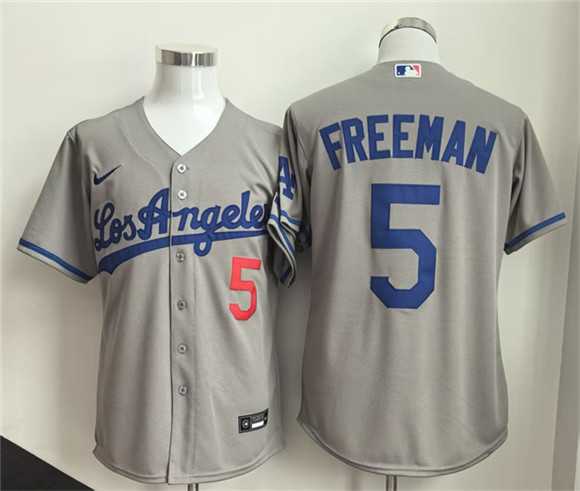 Men%27s Los Angeles Dodgers #5 Freddie Freeman Gray Cool Base Stitched Jersey