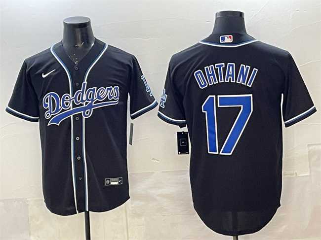 Men%27s Los Angeles Dodgers #17 Shohei Ohtani Black Fashion Cool Base Stitched Jersey