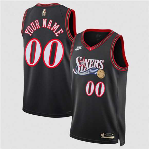 Men%27s Philadelphia 76ers Active Player Custom Black 2025 Classic Edition Stitched Jersey