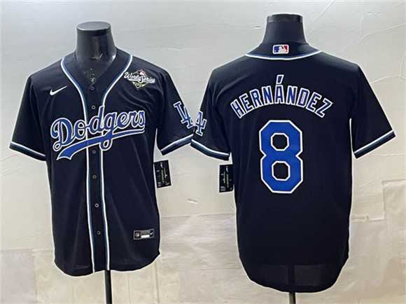Men%27s Los Angeles Dodgers #8 Enrique Hernandez Black Fashion 2025 World Series Cool Base Stitched Jersey