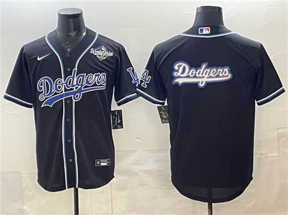 Mens Los Angeles Dodgers Team Big Logo Black Fashion 2025 World Series Cool Base Stitched Jersey