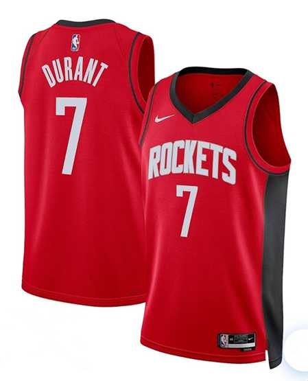 Men%27s Houston Rockets #7 Kevin Durant Red Nike Icon Edition NBA Jersey Dzhi