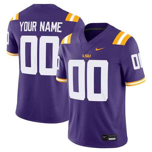 Men%27s LSU Tigers ACTIVE PLAYER Custom Purple Stitched Game Jersey