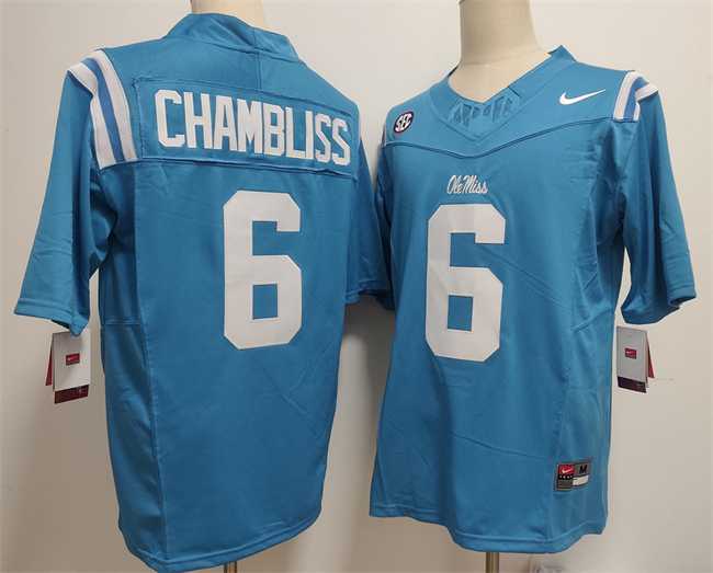 Men's Ole Miss Rebels #6 Trinidad Chambliss Blue 2025 F.U.S.E. Stitched jersey-0