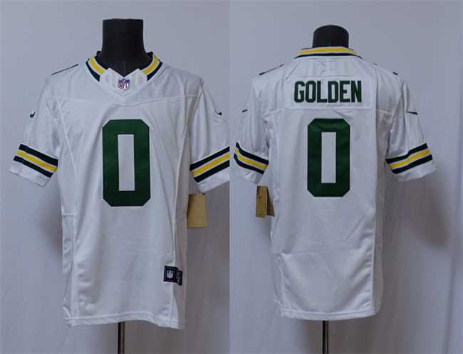 Men%27s Green Bay Packers #0 Matthew Golden White Vapor 2025 F.U.S.E. Limited Stitched Jersey