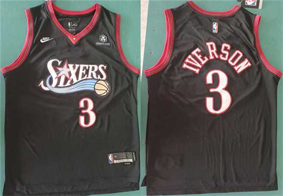 Men%27s Philadelphia 76ers #3 Allen Iverson Black 2025 Classic Edition Stitched Stitched Jersey