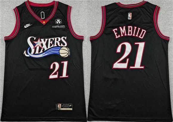 Men's Philadelphia 76ers #21 Joel Embiid Black 2025 Classic Edition Stitched Stitched Jersey-0