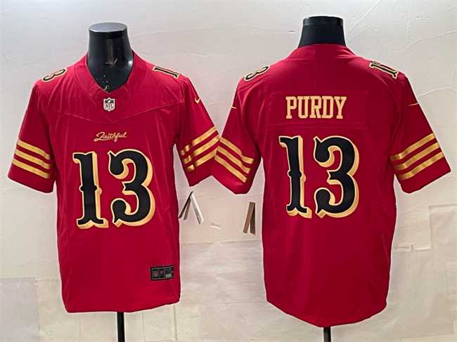 Men%27s San Francisco 49ers #13 Brock Purdy Red Gold 2025 F.U.S.E. %27Rivalries%27 Vapor Limited Stitched Jersey Dzhi