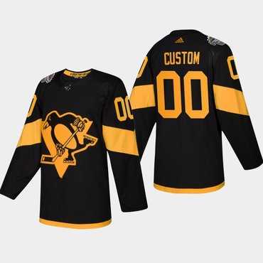 Men's Custom Pittsburgh Penguins Coors Light 2019 Stadium Series Black Authentic Jersey-0