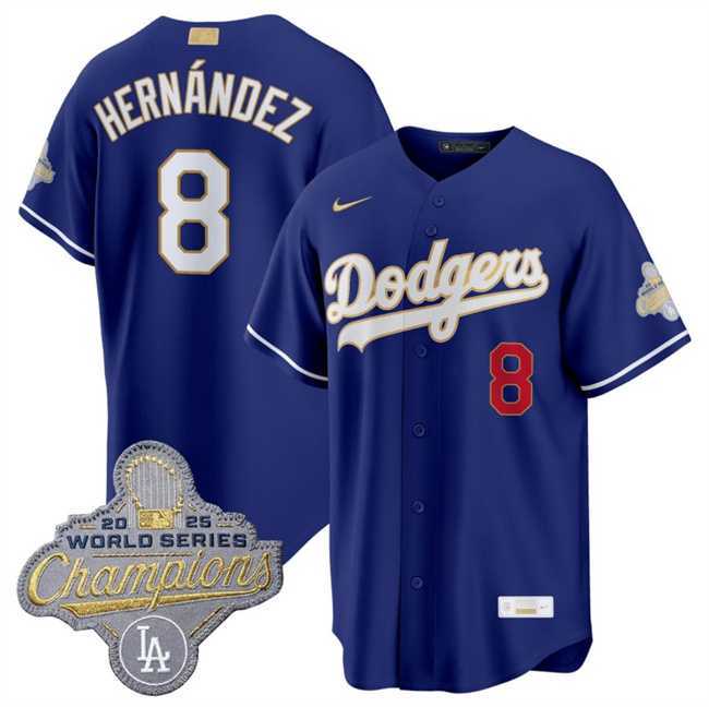Men%27s Los Angeles Dodgers #8 Enrique Hernandez Royal 2026 Alternate Gold Collection Stadium Stitched Jersey Dzhi