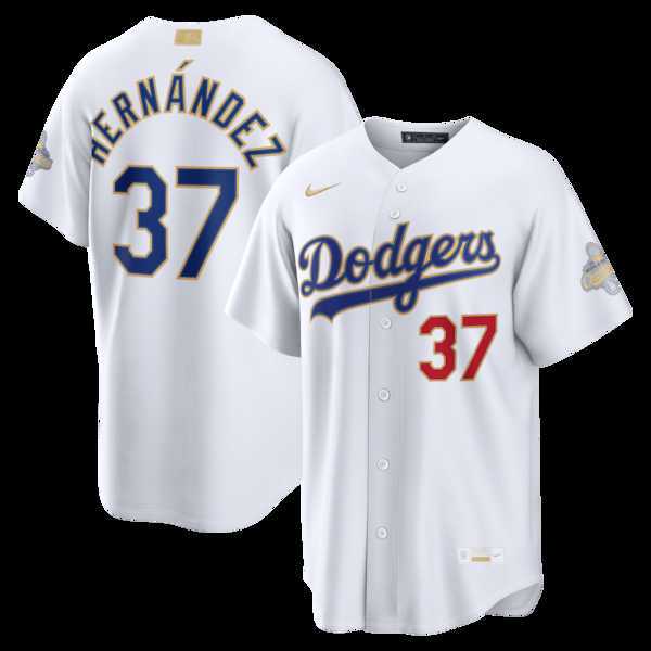 Men%27s Los Angeles Dodgers #37 Teoscar Hernandez Nike White 2026 Gold Collection Stadium Jersey Dzhi