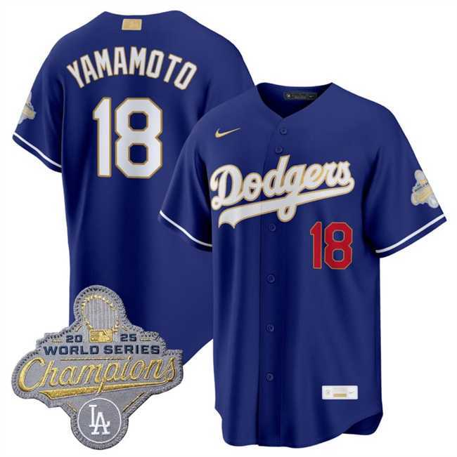 Men%27s Los Angeles Dodgers #18 Yoshinobu Yamamoto Royal 2026 Alternate Gold Collection Stadium Stitched Jersey Dzhi