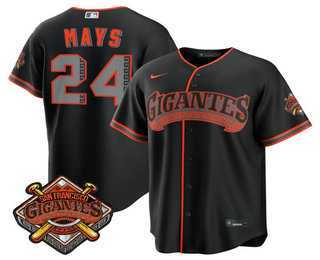 Men%27s San Francisco Giants #24 Willie Mays Black 2026 Alternate Stadium Stitched Jersey Dzhi