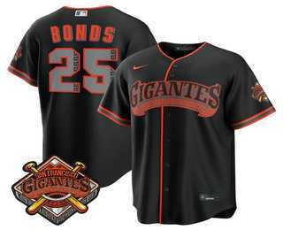 Men%27s San Francisco Giants #25 Barry Bonds Black 2026 Alternate Stadium Stitched Jersey Dzhi