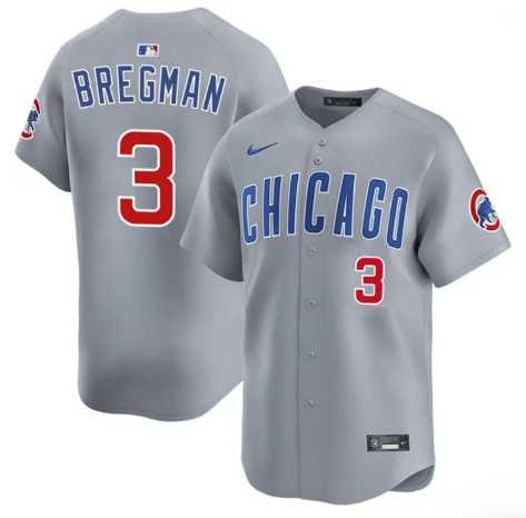 Men%27s Chicago Cubs #3 Alex Bregman Gray 2026 Limited Stitched Jersey Dzhi