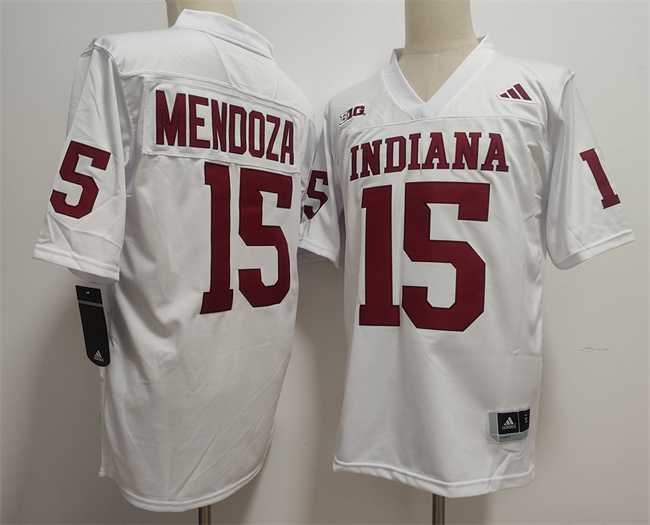 Men%27s Indiana Hoosiers #15 Fernando Mendoza White Stitched Basketball Jersey