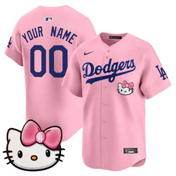 Men's Los Angeles Dodgers ACTIVE PLAYER Custom Pink 2025 Hello Kitty Vapor Premier Limited Stitched Baseball Jersey-0