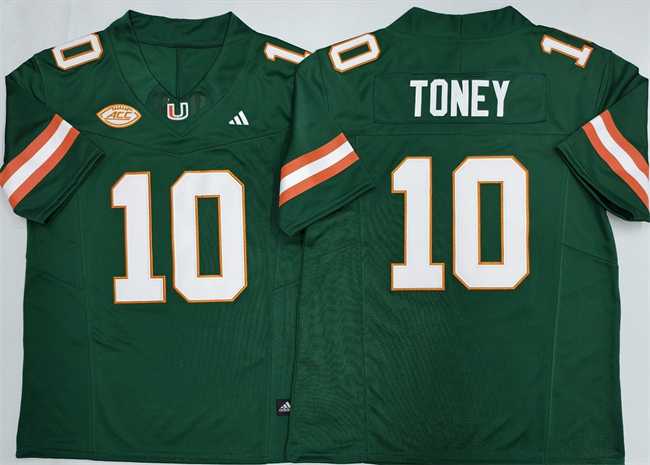 Men's Miami Hurricanes #10 Malachi Toney Green F.U.S.E. 2026 Stitched Football Jersey-0
