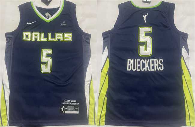 Men's Dallas Wings #5 Paige Bueckers Navy Stitched Basketball Jerseys-0