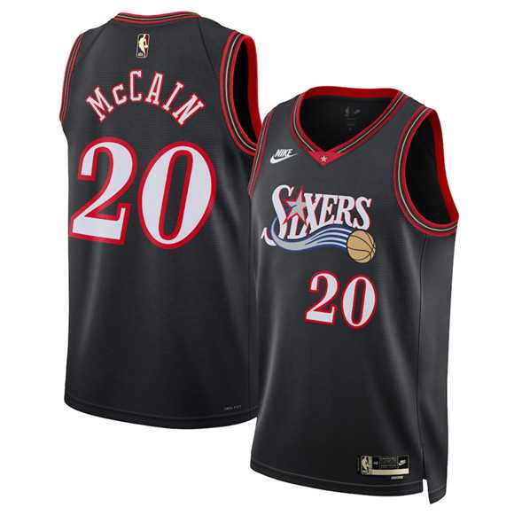 Men%27s Philadelphia 76ers #20 Jared McCain Jared McCain Black 2025 Classic Edition Stitched Jersey Dzhi
