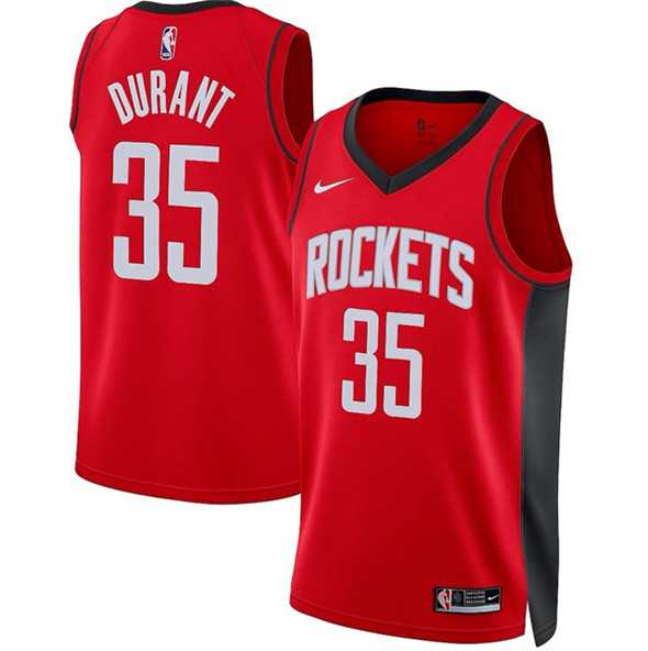 Men%27s Houston Rockets #35 Kevin Durant Red Icon Edition Stitched Jersey Dzhi