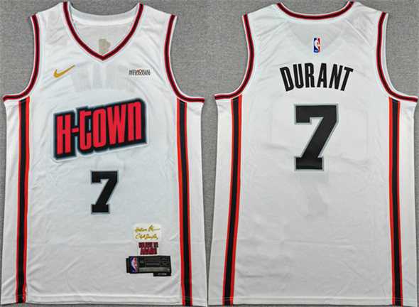 Men%27s Houston Rockets #7 Kevin Durant White 2024-25 City Edition Stitched Jersey