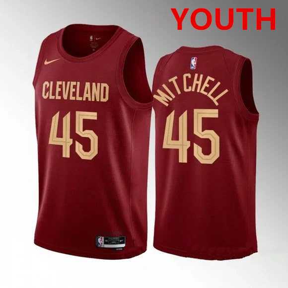 Youth Cleveland Cavaliers #45 Donovan Mitchell Red Stitched Jersey Dzhi-0