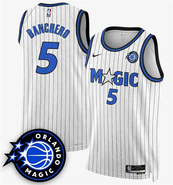 Men%27s Orlando Magic #5 Paolo Banchero White 2025 New Generation of Magic Stitched Jersey Dzhi