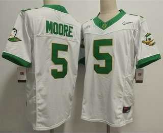 Men's Oregon Ducks #5 Dakorien Moore White FUSE College Jersey-0