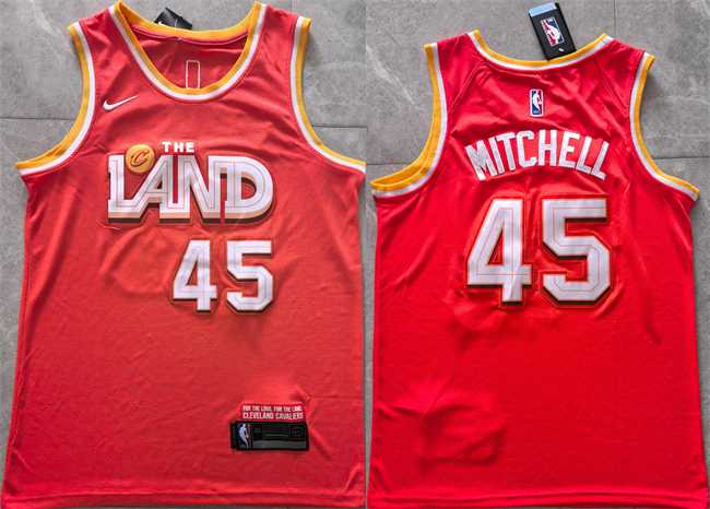 Men%27s Cleveland Cavaliers #45 Donovan Mitchell Orange 2025-26 CityEdition Stitched Jersey