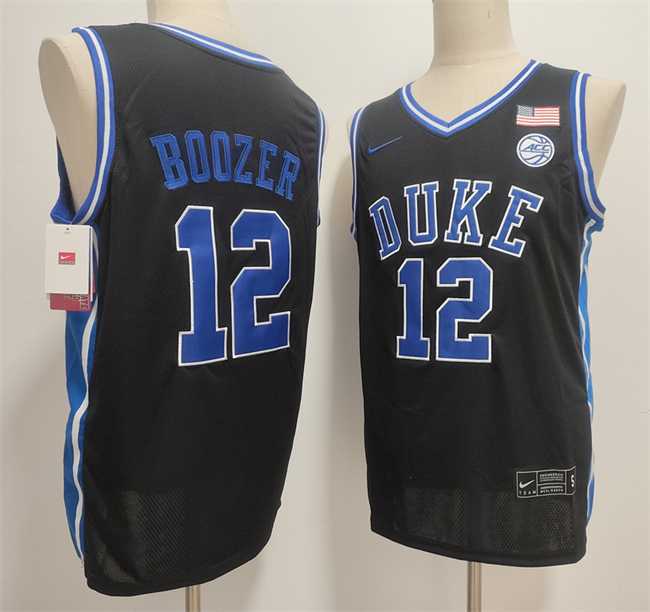 Men's Duke Blue Devils #12 Cameron Boozer Black Stitched Jersey-0