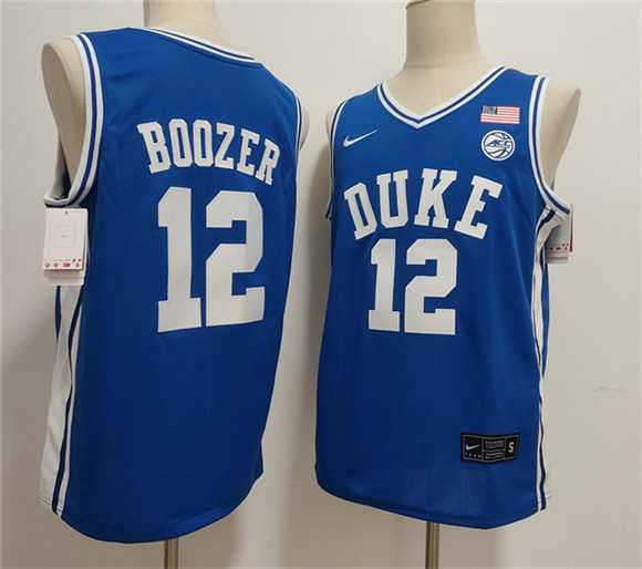 Men's Duke Blue Devils #12 Cameron Boozer Blue Stitched Jersey-0