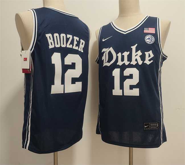 Men's Duke Blue Devils #12 Cameron Boozer Navy Stitched Jersey-0